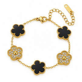 Black Diamond Clover Bracelet 13mm
