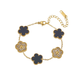 Black Diamond Clover Bracelet