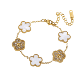 White Diamond Clover Bracelet