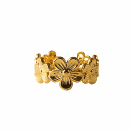 Gold Flower Cuff Ring