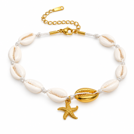 White Coquillage Anklet