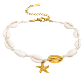 White Coquillage Anklet