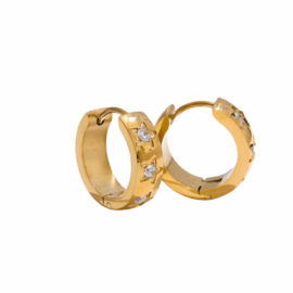 Star Diamond Hoop Studs