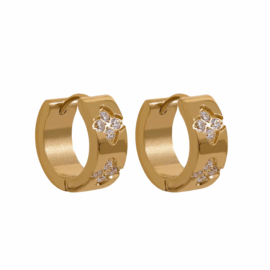 Diamond Flower Hoop Earrings