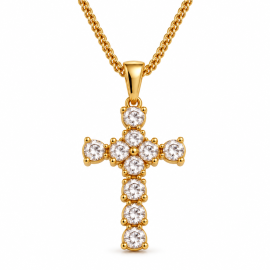 Diamond Circle Cross Necklace