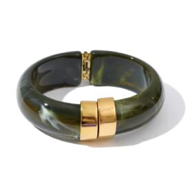 Green Stone Clip Bracelet