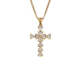 Diamond Heart Cross Necklace