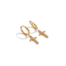 Diamond Cross H Earrings