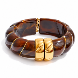 Brown Gold Stone Clip Bracelet