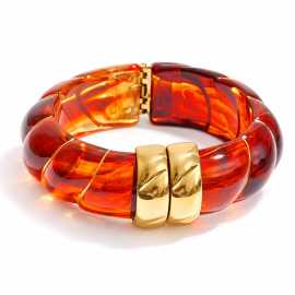 Orange Gold Stone Clip Bracelet