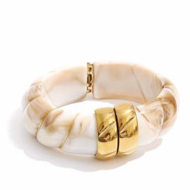 White Gold Stone Clip Bracelet