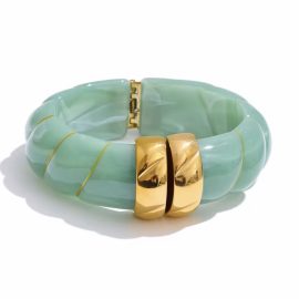 Green Gold Stone Clip Bracelet