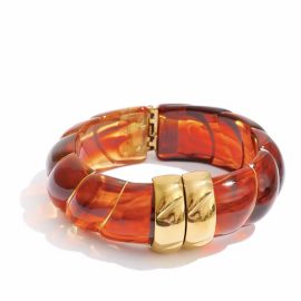 Orange Gold Stone Clip Bracelet