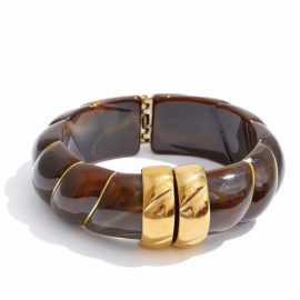 Brown Gold Stone Clip Bracelet