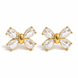 4 Petal Diamond Flower Earrings
